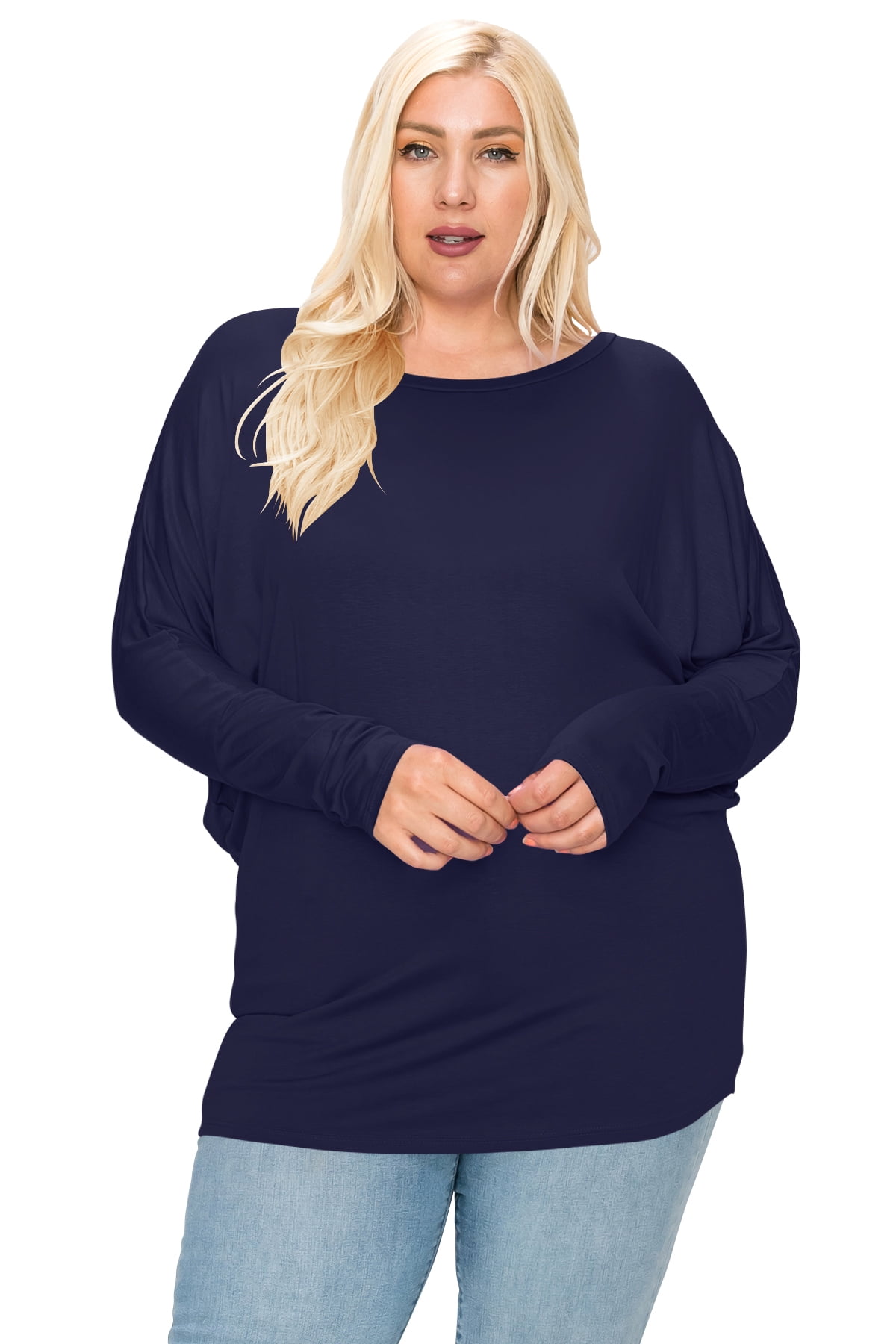 Women's Plus Size Dolman Sleeve Loose 