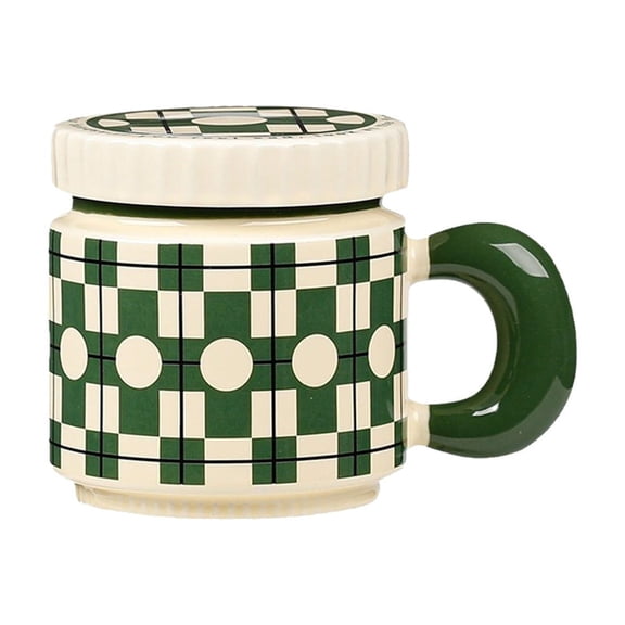 MERILER Ceramic Water Cup with Lid - 400ml Green Tea & Coffee Cup, Dishwasher Safe, Office, School & Home Use - Ideal Gift for Holidays, Teacher's Day, Father's Day, Valentine's Day