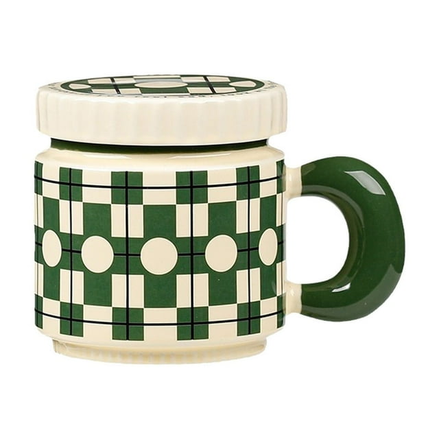 Hermosa taza de agua con tapa, taza de agua de cerámica, taza de café, adecuada para estudiantes de oficina y uso doméstico, regalos navideños, Día del Maestro, Día del Padre, Día de San Valentín.