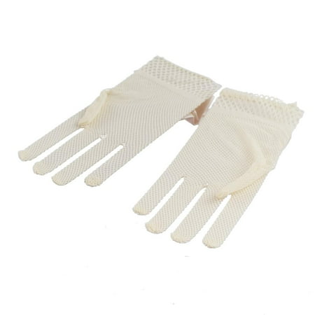 

Pair Of Women Girls Ladies Fashionable Mess Wrist Gloves Wedding Party Costume Bridesmaid Accessories Beige