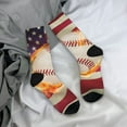 thumbnail image 4 of JUNZAN Baseball Ball With Flag Mens Funny Socks for Men Women Colorful Fun Novelty Crew Patterned Socks, 4 of 6