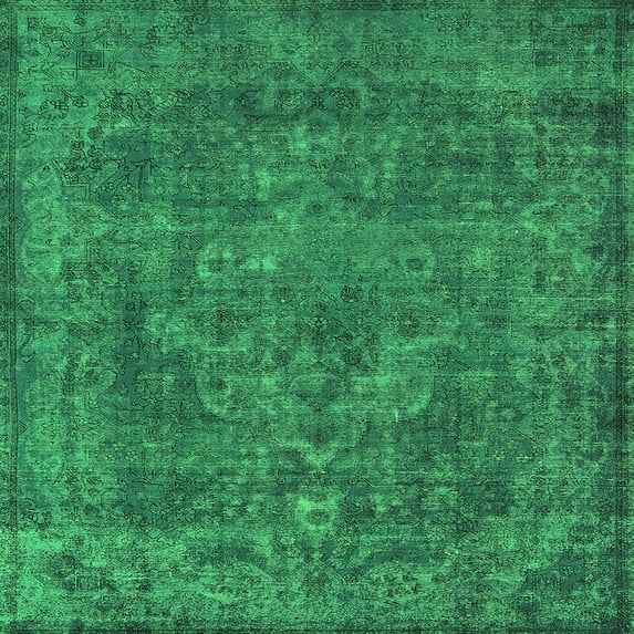 Ahgly Company Indoor Square Oriental Green Industrial Area Rugs, 5' Square
