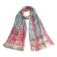 thumbnail image 2 of Elegant Multi Color Feather Print Frayed Edge Fashion Scarf Shawl Wrap, 2 of 4