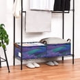 thumbnail image 7 of 2pcs Foldable Iron Frame Storage Basket Open Basket Bins Versatile Organizer for Laundry Bathroom Closet 16.9” x 11.4” x 7.7” Peacock Pattern, 7 of 7