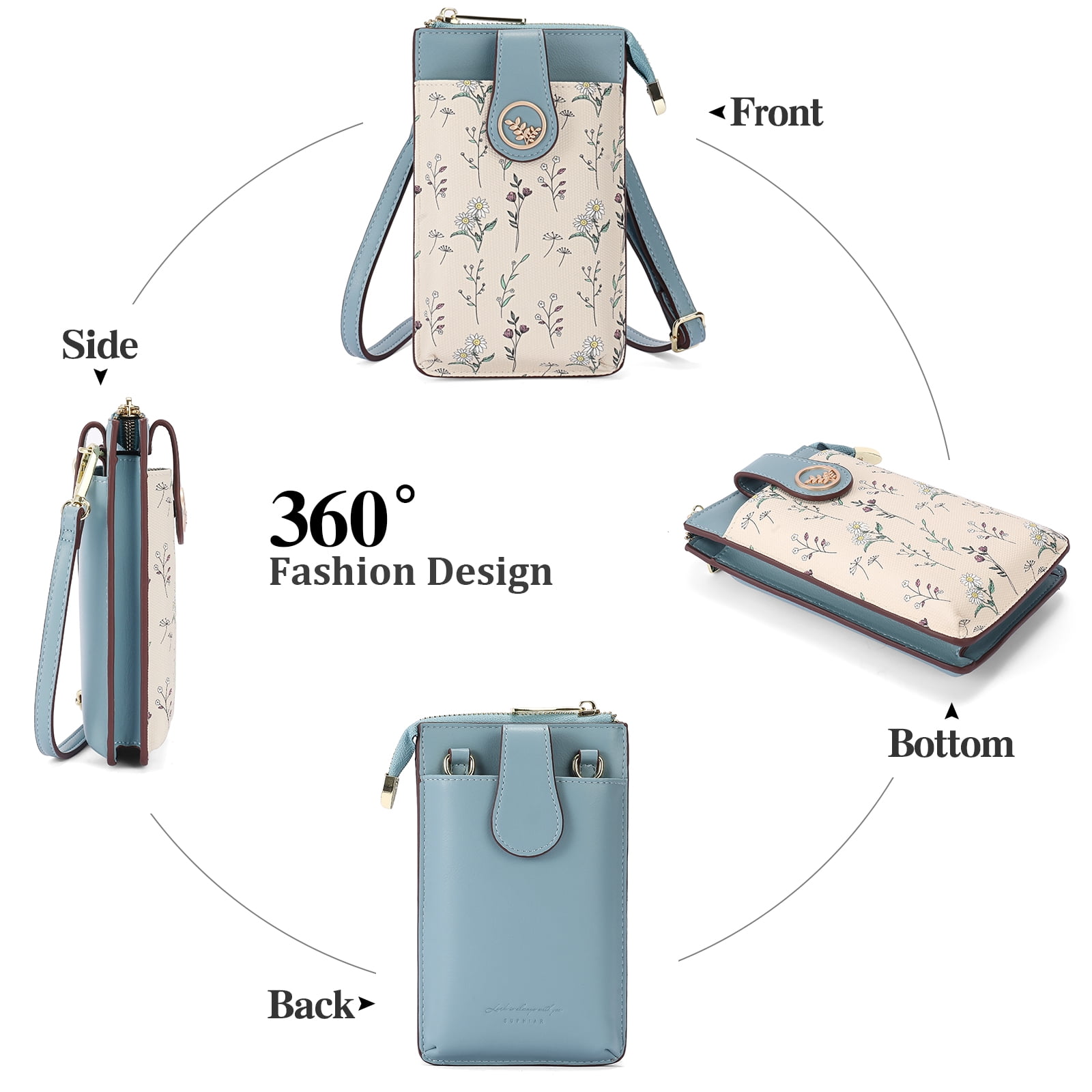 GAEKEAO Small Crossbody Bags for Women Leather Cell Phone Purse Bag Wallet with RFID Blocking Credit Card Slots
