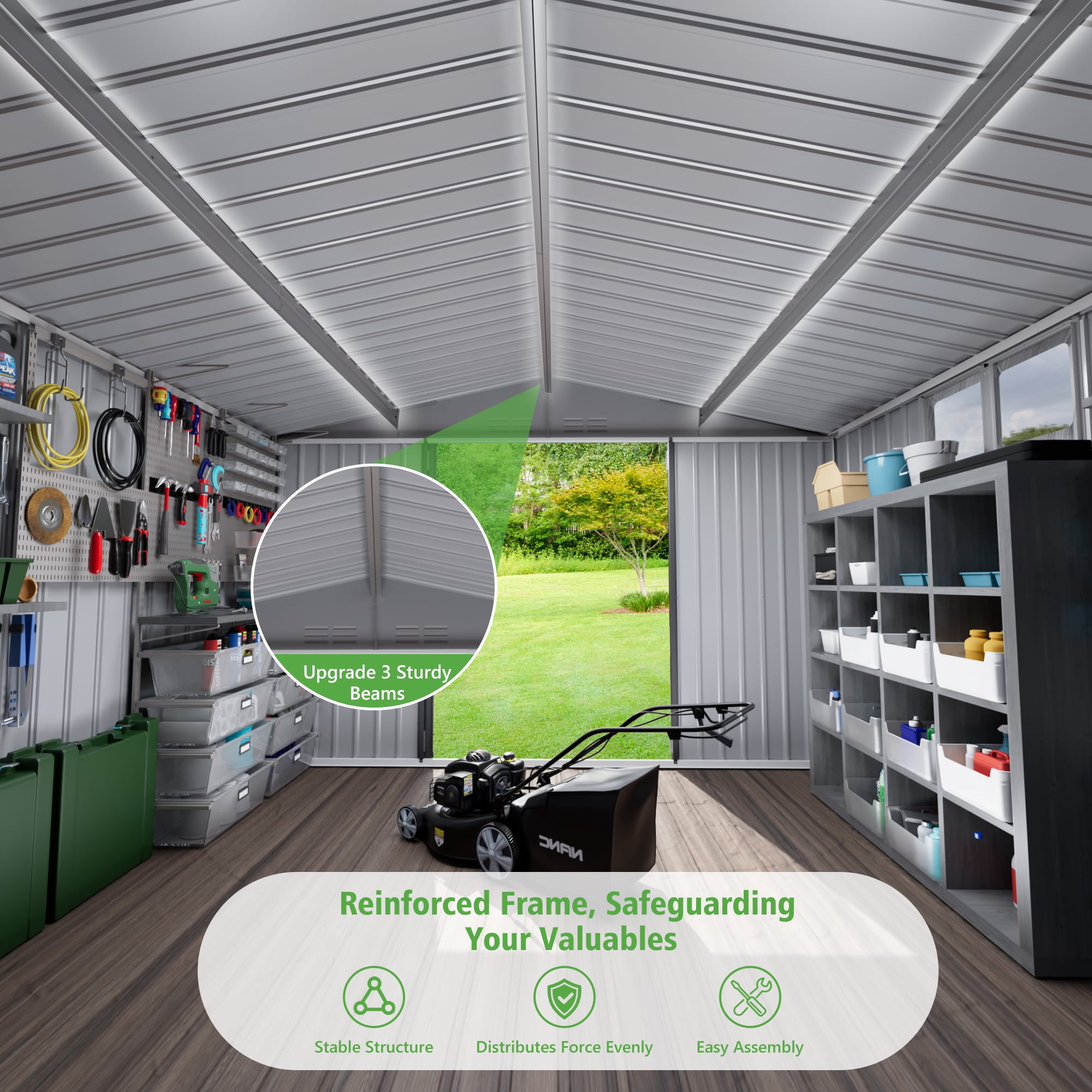 10 ft. W x 12 ft. D Metal Storage Tool Shed, Outdoor Shed with Window & Air Vents