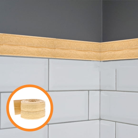 Luxshiny molding trim for walls Wall Molding Trim Golden PVC for Wall Edges and Home Decor Style 1Pack