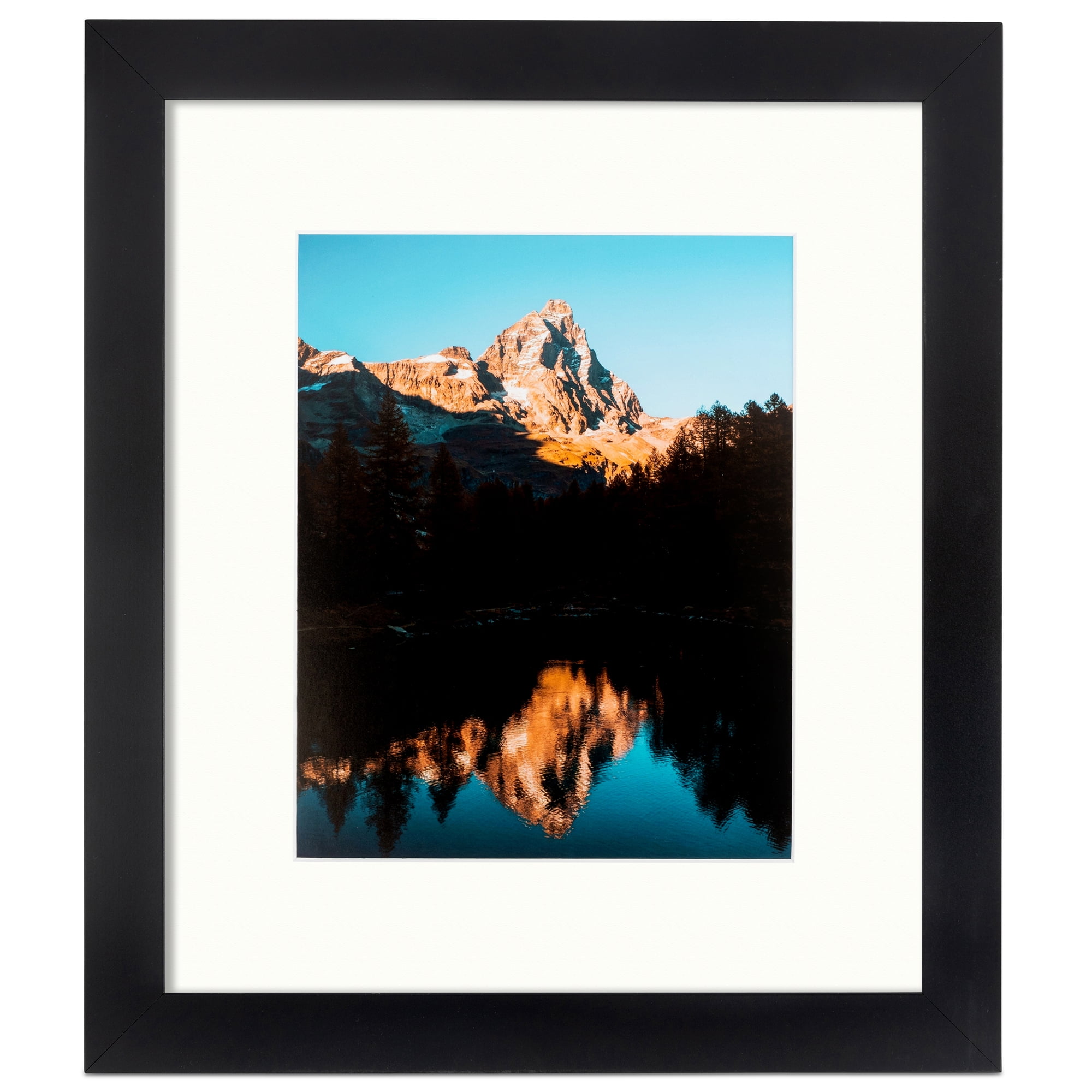 ArtToFrames 18x22" Matted Picture Frame with 14x18" Single Mat Photo Opening Framed in 1.25" Satin Black and 2" Porcelain Mat (FWM-3926-18x22)