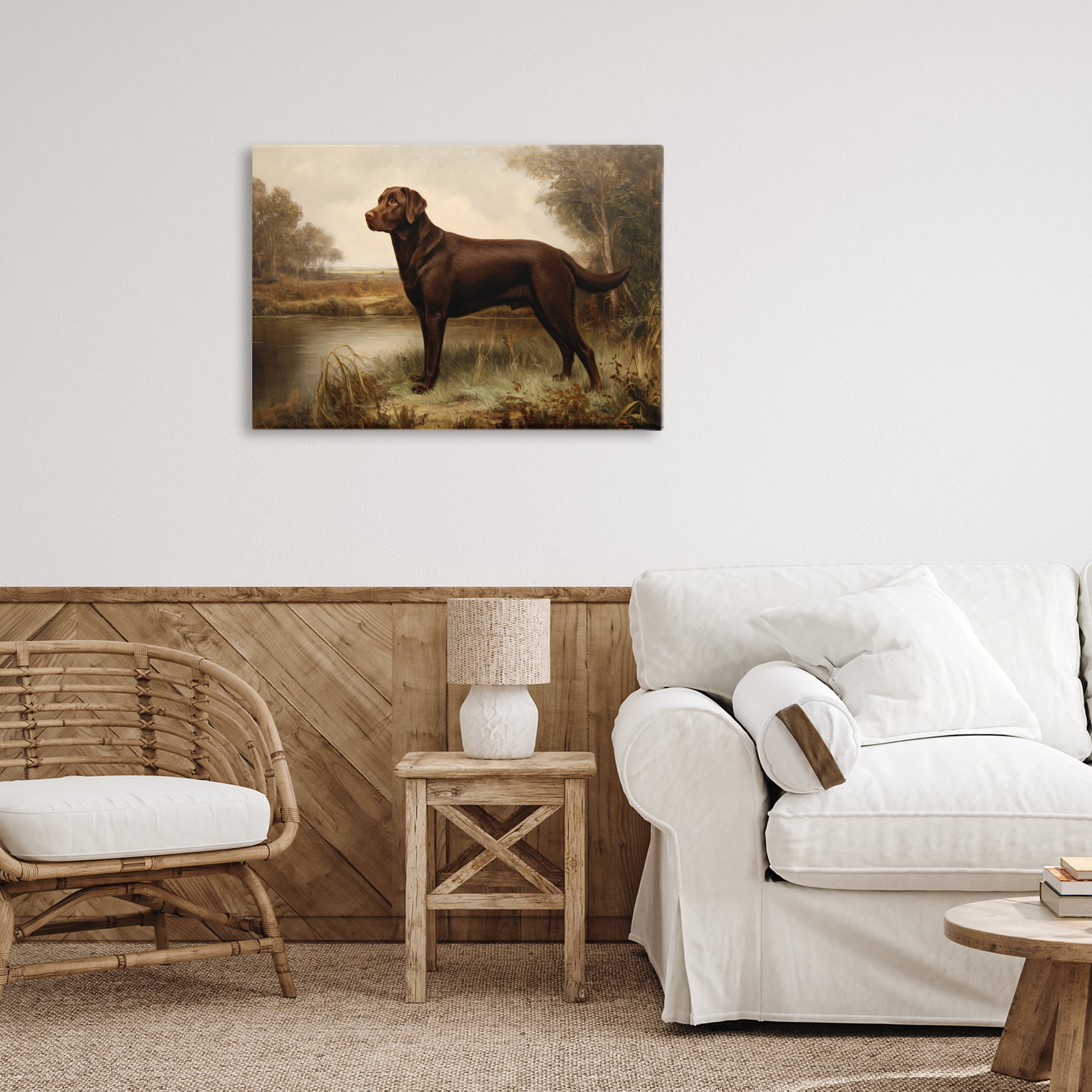 Stupell Industries Brown Lab By The River Canvas Wall Art, design by Petal Prints Design