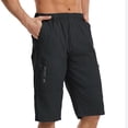 thumbnail image 7 of DODADAWANJ Capris Pants for Men Below Knee Cotton Casual 3/4 Capri Pant Big and Tall Wide Leg Elastic Waist Hiking Sports Long Shorts with Pockets Black XXXL, 7 of 7