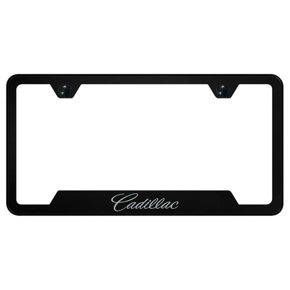 Au-TOMOTIVE GOLD Laser Etched Logo Cut-Out License Plate Frame for Cadilac (Black)