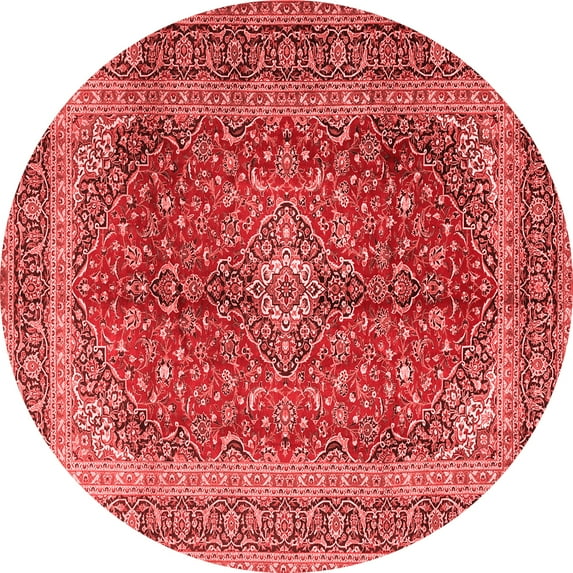 Ahgly Company Indoor Round Medallion Red Traditional Area Rugs, 8' Round