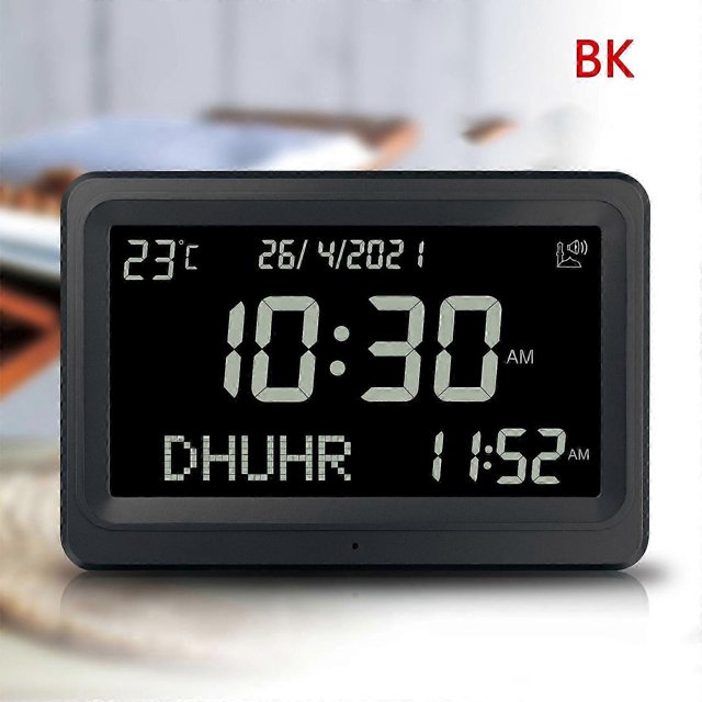 Faj-113 Automatic Lcd Digital 8 Azan Prayer Sounds Islamic White Clock