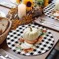 thumbnail image 6 of Fall Round Placemats Set of 4 Green Orange Pumpkin Place Mats Thanksgiving Woven Placemat Autumn Maple Leaves Black Plaid Circle Braided Table Mat for Kitchen Dining Table Party Home Decor 15 Inch, 6 of 9