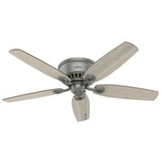 Hunter 52 inch Indoor Ceiling Fan with LED Lights - Ceiling Fan with Pull Chain, For Bedroom, Living Room, or Kitchen, Low Profile Mount, No Remote, 5 Blades - Builder 51113, Matte Silver
