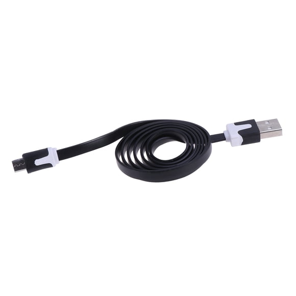 Android Fast Charger cable Durable Flat Noodle Micro USB Sync Quick Charger Cable for Tablet Smartphone Cell Phone MP3 Player (Black)