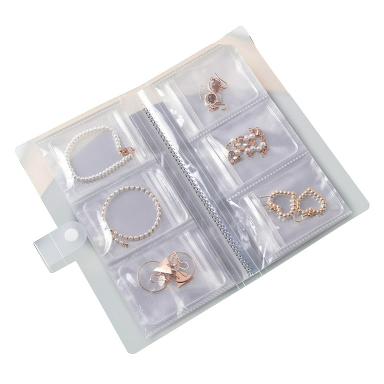 Dishan Jewelry Earring Organizer 1 Set Storage Classified Practical 84/160 Grids Fashion Fine Jewelry Collection Organize Bag, Women's, Grey Type