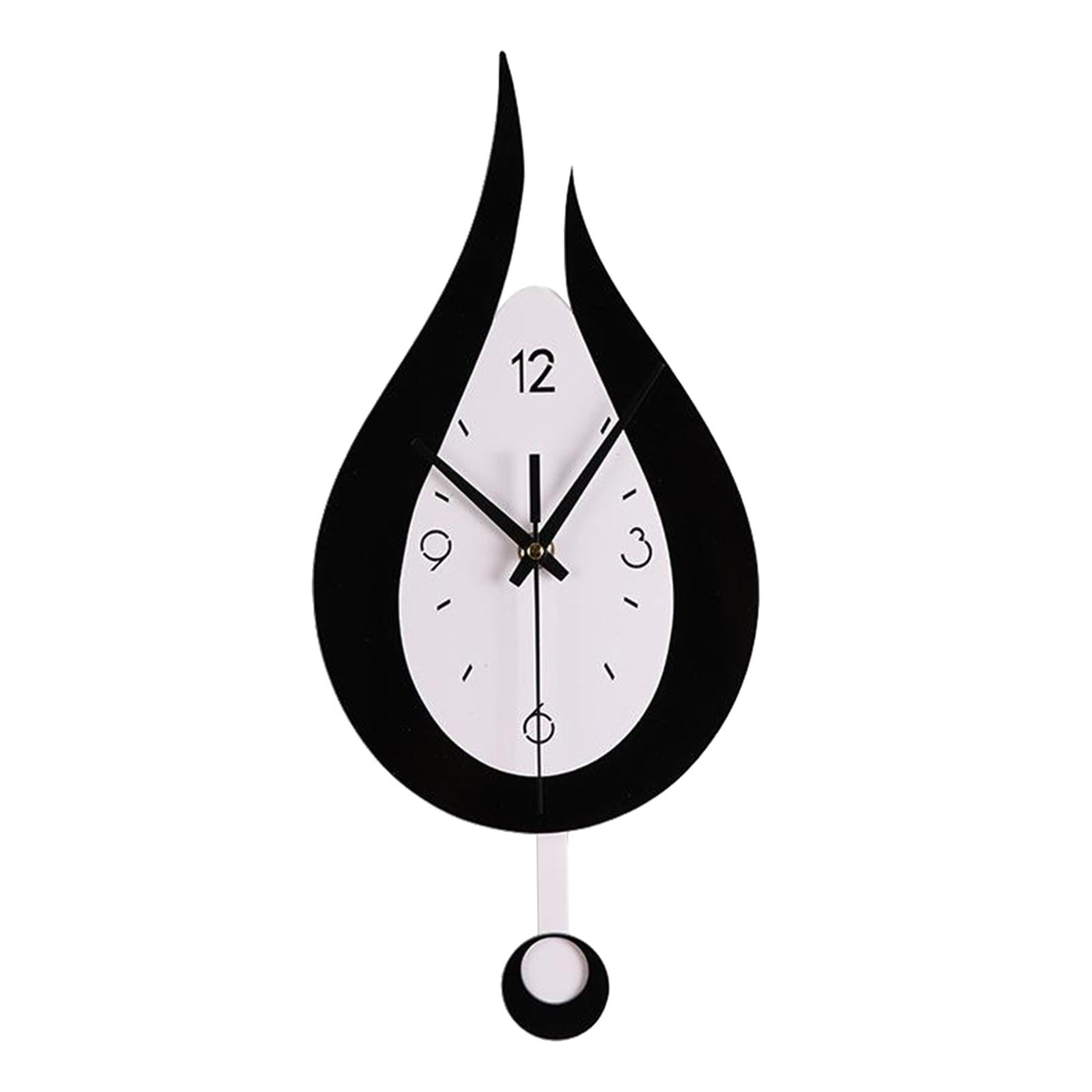 Acyrlic Wall Clock with Pendulum Battery Operated Wall Hanging Clock for 