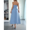 thumbnail image 6 of Women Strapless Tube Maxi Dress Flowy Swing Long Sundress Sleeveless Summer Boho Beach Dress with Pokets Blue M, 6 of 7