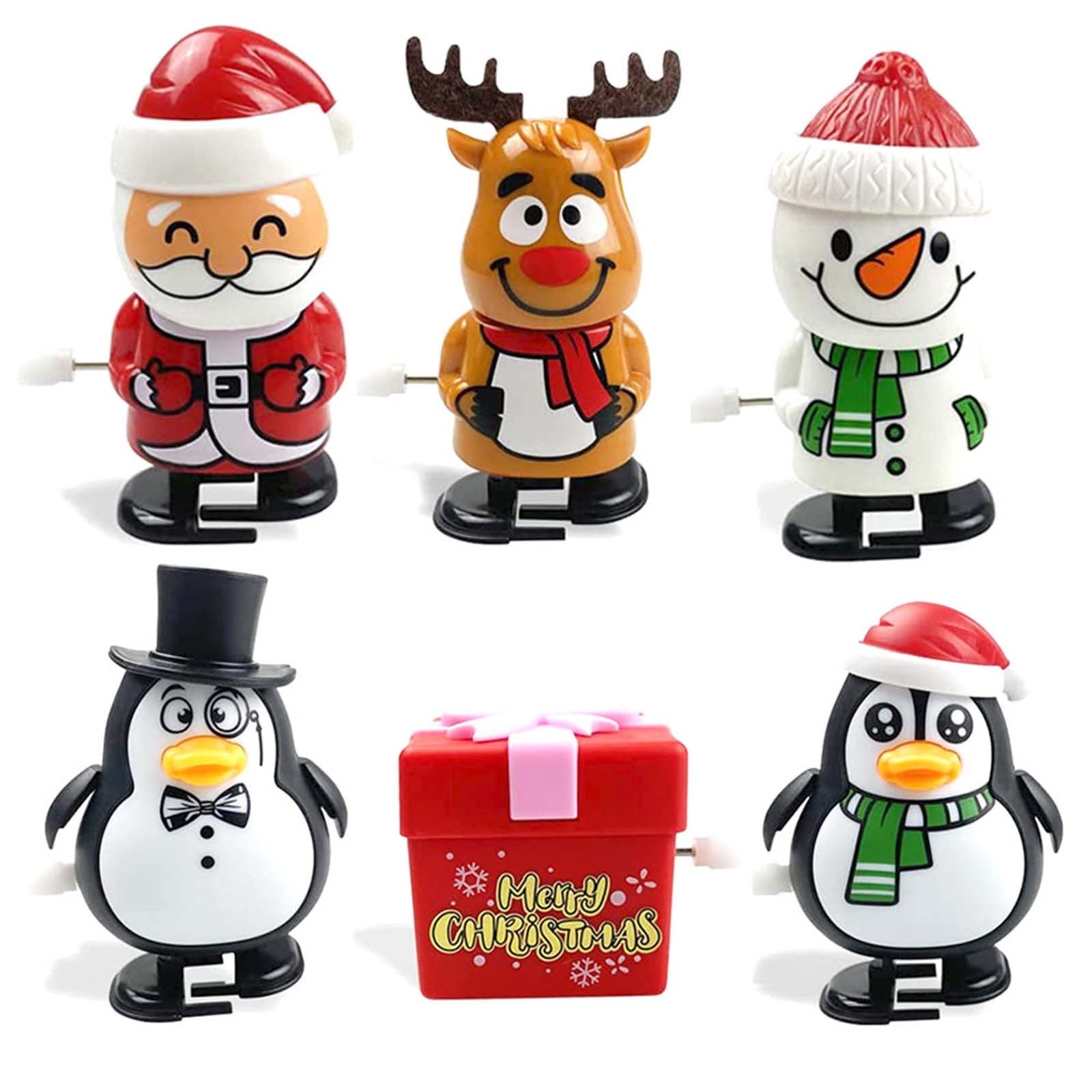 TOYANDONA – Lot De 6 Jouets De Noël À Remonter – Personnages (Père Noël, Renne, Pingouin) – Mouvements Amusants – Cadeau Fête De Noël