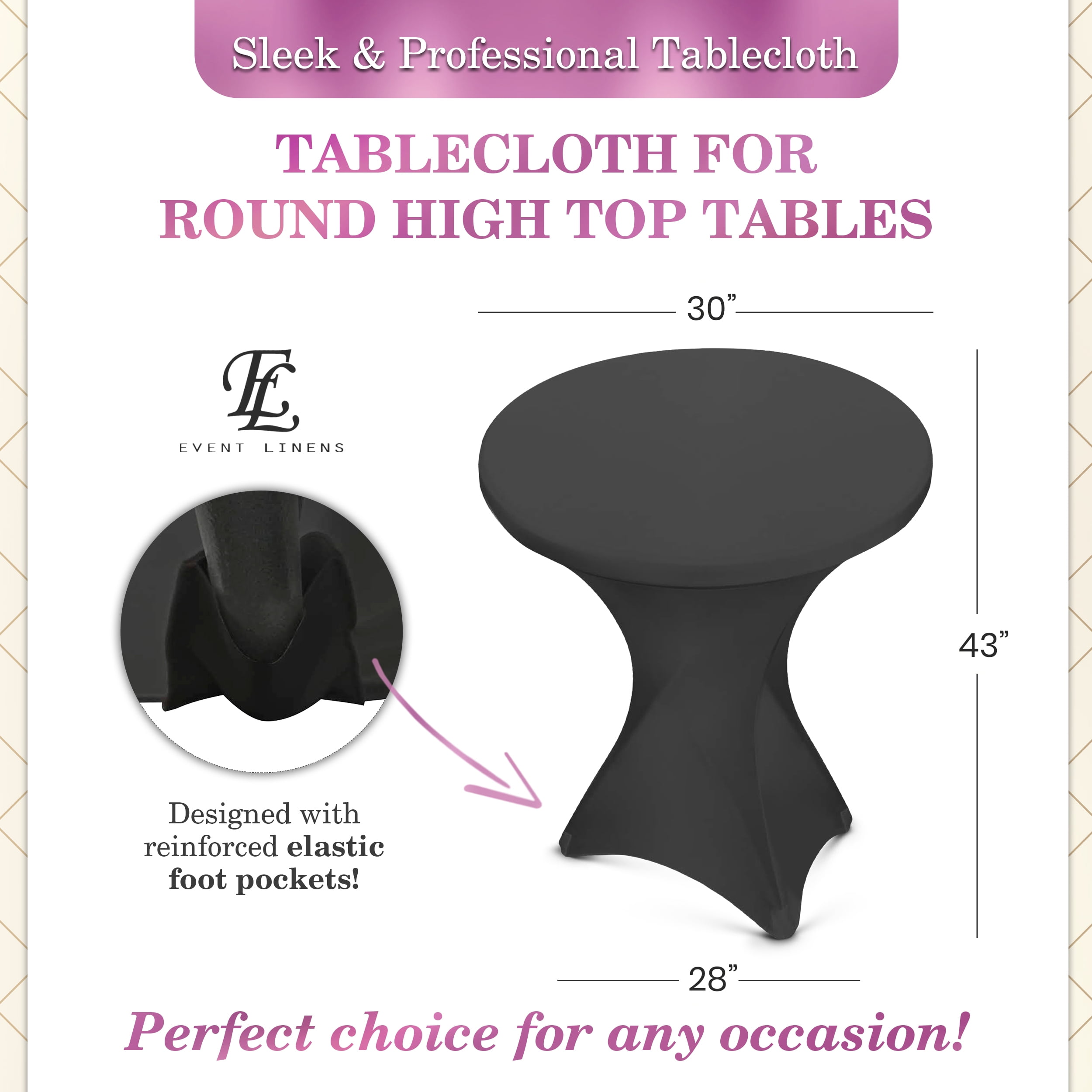 5 Piece Bar Table Cover Covers Party Bistro Table Cover 80x110cmWhite