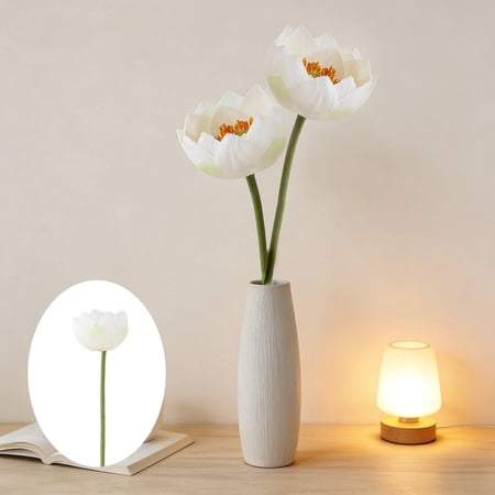 Artificial Lotus Flower Stem for Pond and Home Decor – Fake Water Lily for Spring Summer Centerpieces Table Display Photography Prop Water Feature Decoration
