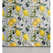 Ambesonne Citrus Peel & Stick Wallpaper for Home, Exotic Olive Garden Print, 13"x36", Mustard Dark Indigo White
