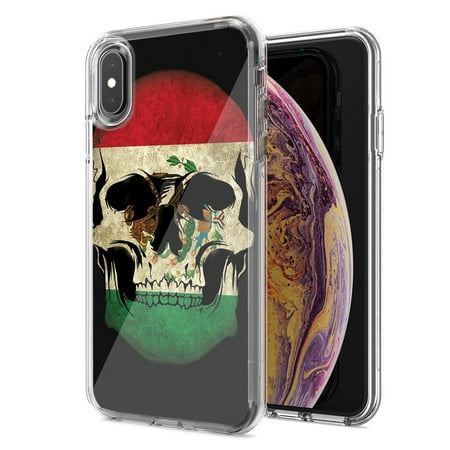MUNDAZE For Apple Iphone X Xs Mexico Flag Skull Design Double Layer Phone Case Cover