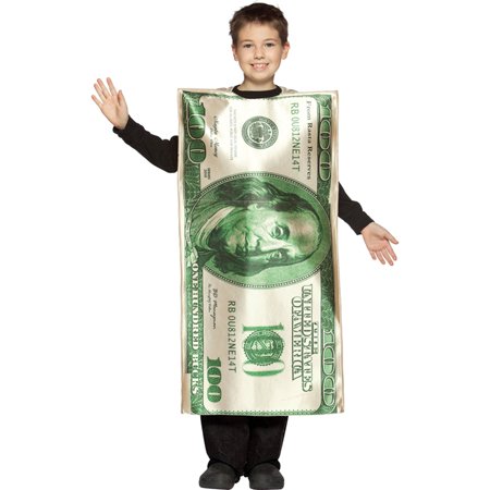 Morris Costume Child $100 Dollar Bill Money Costume Size 7-10, Style GC995