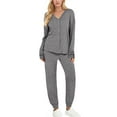 thumbnail image 3 of UVN Pajamas Sets for Women Long Sleeve Button Down Tops and Pants 2 Piece Outfit Fall Sleepwear Pjs Lounge Sets with Pockets, 3 of 9