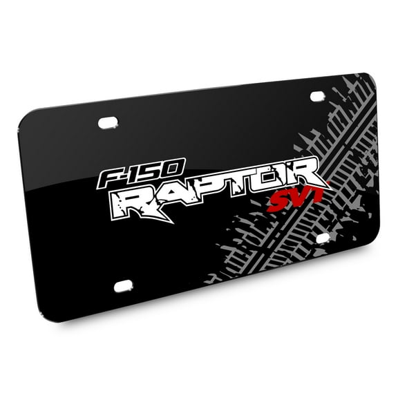 Ford F-150 Raptor SVT Double Logo Tire Mark Black Acrylic License Plate