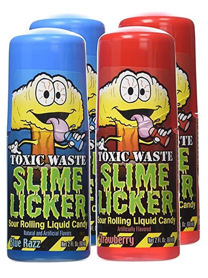 Toxic Waste Slime Licker Sour Rolling Liquid Candy, Variety 4Pack 2 oz