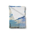 thumbnail image 2 of Illinois Soft Flannel Fleece Blanket, Lake Michigan Scenery with a Yacht Downtown Chicago Skyline Panoramic Landscape, Cozy Plush for Indoor and Outdoor Use, 50" x 70", Multicolour, by Ambesonne, 2 of 6