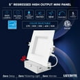 thumbnail image 7 of Luxrite 5 Inch Square LED Recessed Ceiling Light J-Box 18W 5 Color Selectable 1600LM Dimmable Wet Rated ETL 4 Pack, 7 of 7