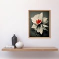 thumbnail image 2 of Realistic Greyscale Macro Flower Floral Bloom with Orange Red Stamen Art Print Framed Poster Wall Decor 12x16 inch, 2 of 5