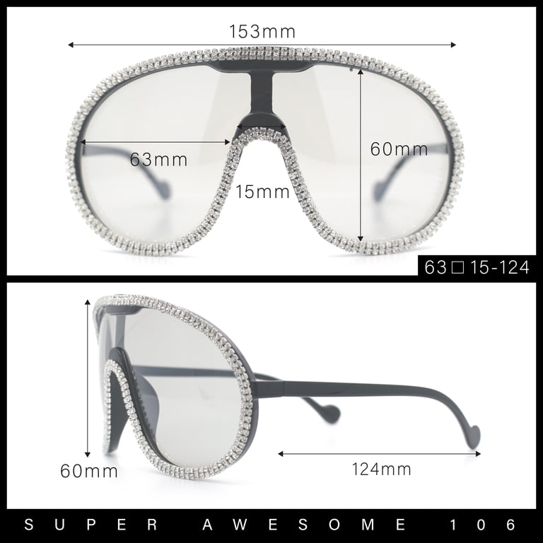 Bling Rhinestone Rim Luxury XL Oversize Shield Racer Plastic  display picture 2