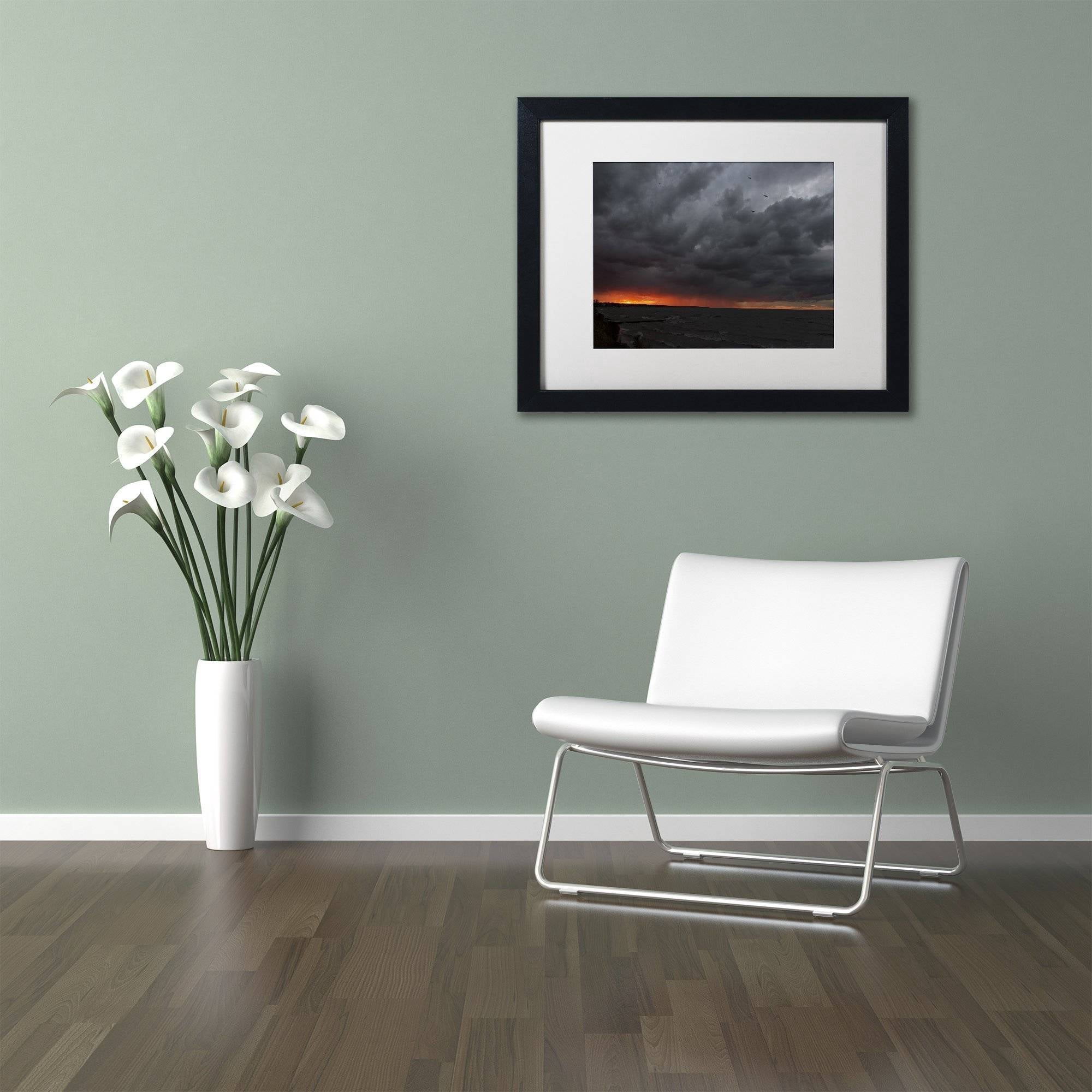 Trademark Fine Art "Stormy October Sunset" Canvas Art by Kurt Shaffer, White Matte, Black Frame