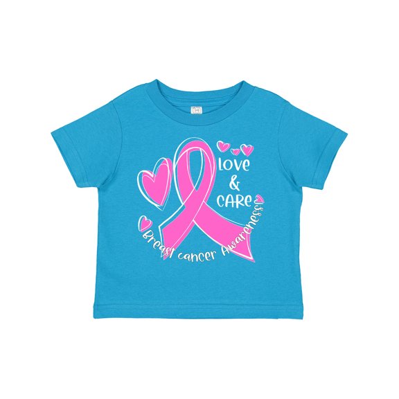 Inktastic Love, Care, Cure Breast Cancer Awareness Pink Ribbon Boys or Girls Toddler T-Shirt