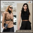 thumbnail image 3 of Women Reversible Leather Belts for Jeans Pants Dresses Ladies Fashion Belts with Gold Buckle, 0.9" Width, 3 of 8