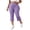 Purples, variant on Plus Size Cargo Capris for Women Elastic Waist Slim Fits Yoga Capri Leggings, Stretch Workout Hiking Sports Cropped Pants