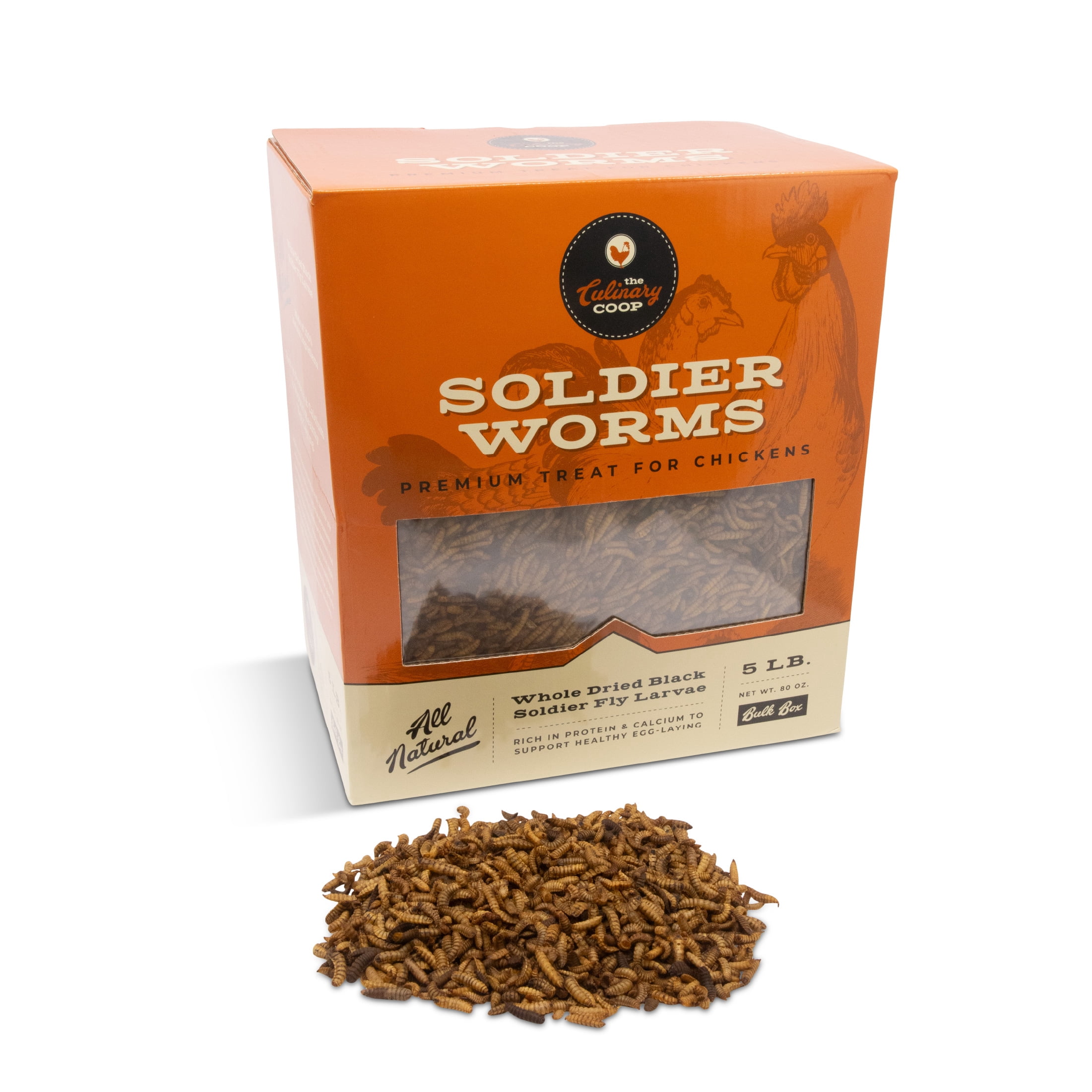 The Culinary Coop Soldier worms, Premium Treats for Chickens, 5 Pound Box