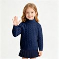thumbnail image 6 of Lmnyox Sweaters for Kids Plain Long Sleeve Turtleneck Cable Knit Pullover Winter Casual Warm Sweaters, 6 of 8
