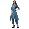 thumbnail image 3 of Moomaya Women's Plus Size Printed Asymmetric Kurti Pant Set, Cotton Chanderi, 1 Count, 3 of 6