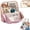 Pink, variant on Stylish Handheld Partitioned Cosmetic Bag, Large Capacity PU Leather Travel Makeup Organizer with Detachable Mirror, Adjustable Dividers & Luggage Strap