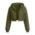 thumbnail image 5 of Cropped Zip Up Hoodie Women Long Sleeve Drop Shoulder Casual Hooded Sweatshirt Y2k Crop Jacket Fall Winter Coat Outerwear, 5 of 5