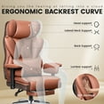 thumbnail image 4 of COOLHUT Large Executive PU Leather Office Chair with Adjustable Armrests and Footrest, High Back and Lumbar Support, Ideal for Big and Tall Users, Perfect for Home Office or Computer Desk Use, Brown, 4 of 9