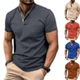 thumbnail image 1 of LYMAYTER Men's Button T-Shirt Summer Short Sleeve Tees for Men Comfort Ventilate T-Shirt Fallow Solid Color Tops, 1 of 9
