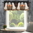 thumbnail image 4 of Cute Ghost Farmhouse Short Window Curtain Valances, Autumn Napkins Harvest Black Night Rod Pocket Kitchen Valances for Living Room Bedroom Bathroom Cafe 60" x 18", 4 of 8