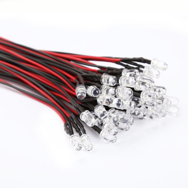 Encendiendo 50pcs DC 12V 5mm Car Decor Blue Light LED Bombillas de lámpara largas y brillantes con cable Sywqhk Accesorios para autos y motos