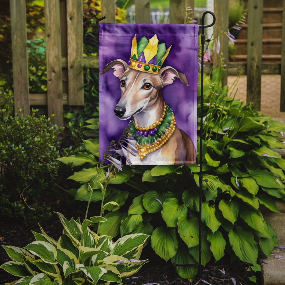 Greyhound King of Mardi Gras Garden Flag 11.25 in x 15.5 in